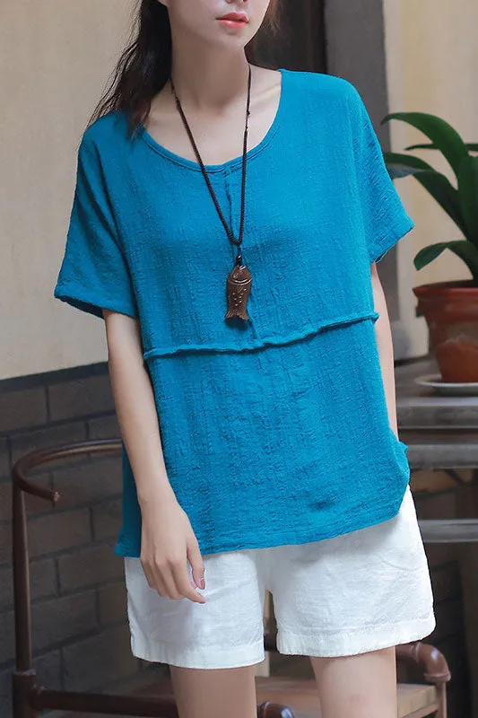 Solid color half sleeve top J009-13