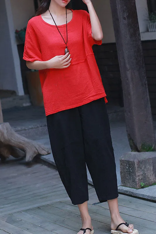 Solid color half sleeve top J009-13