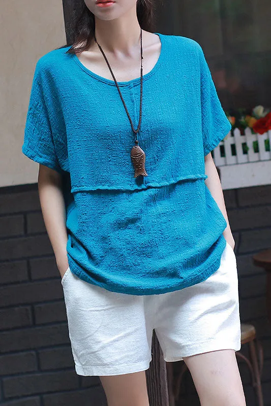 Solid color half sleeve top J009-13