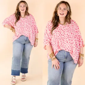 Spring It On Dotted Print Poncho Top in Pink Mix