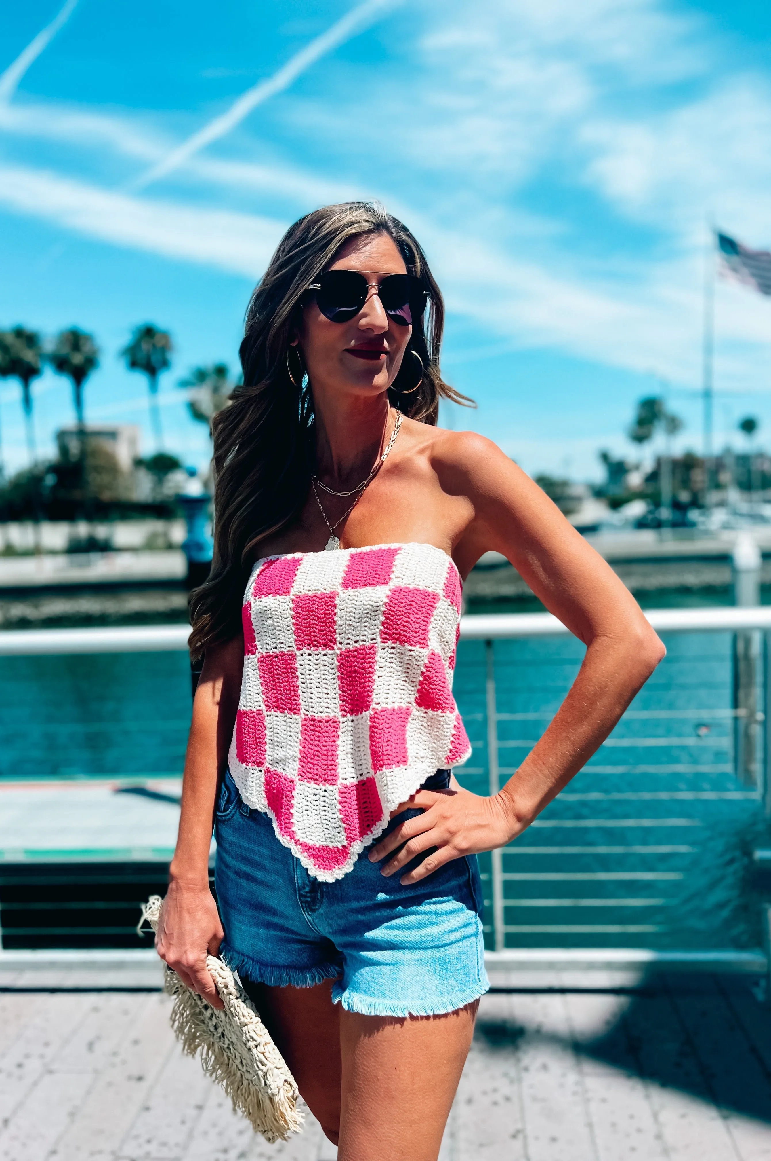 Strawberries and Cream Bandana Top Pink and Cream