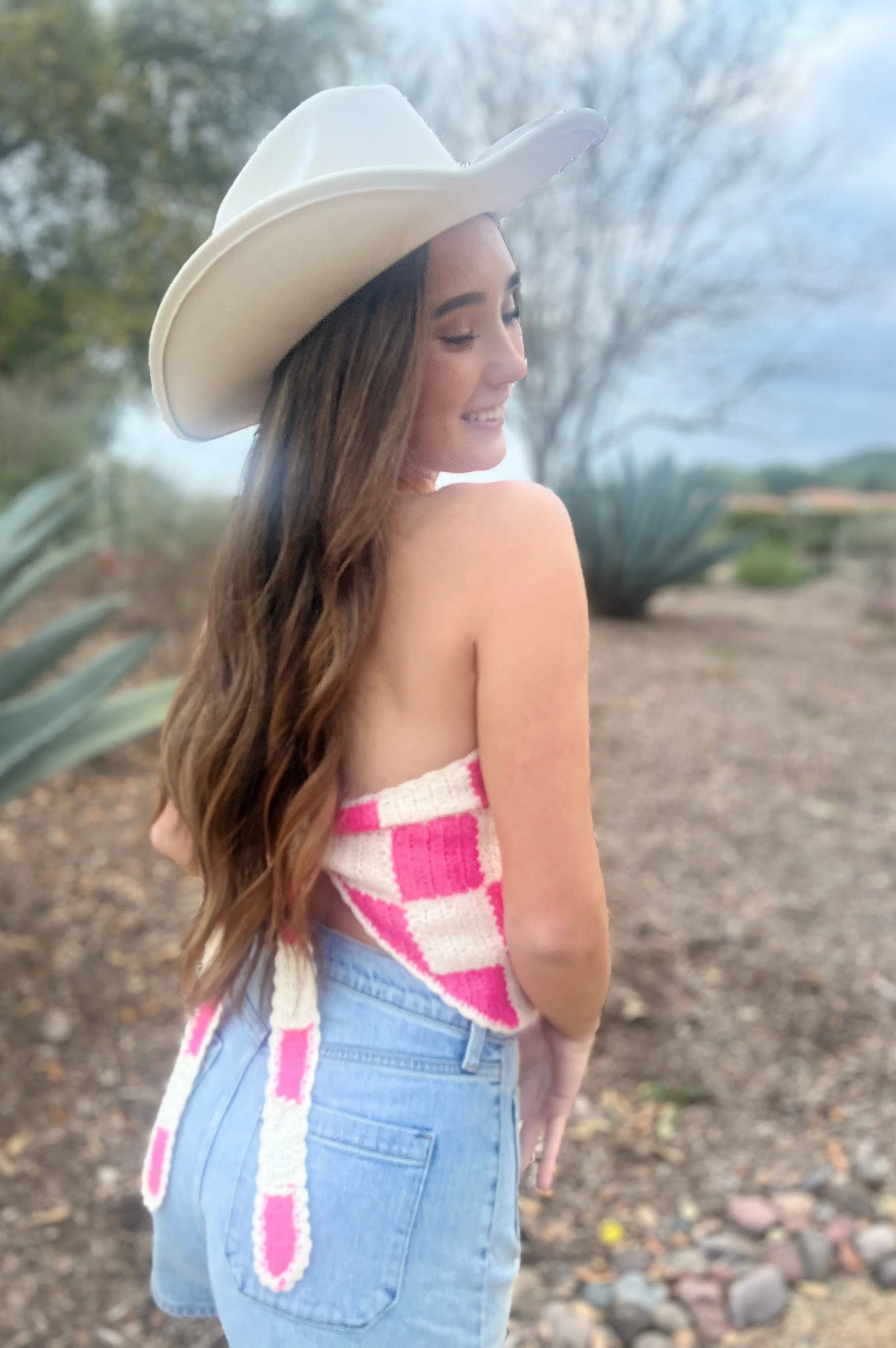 Strawberries and Cream Bandana Top Pink and Cream