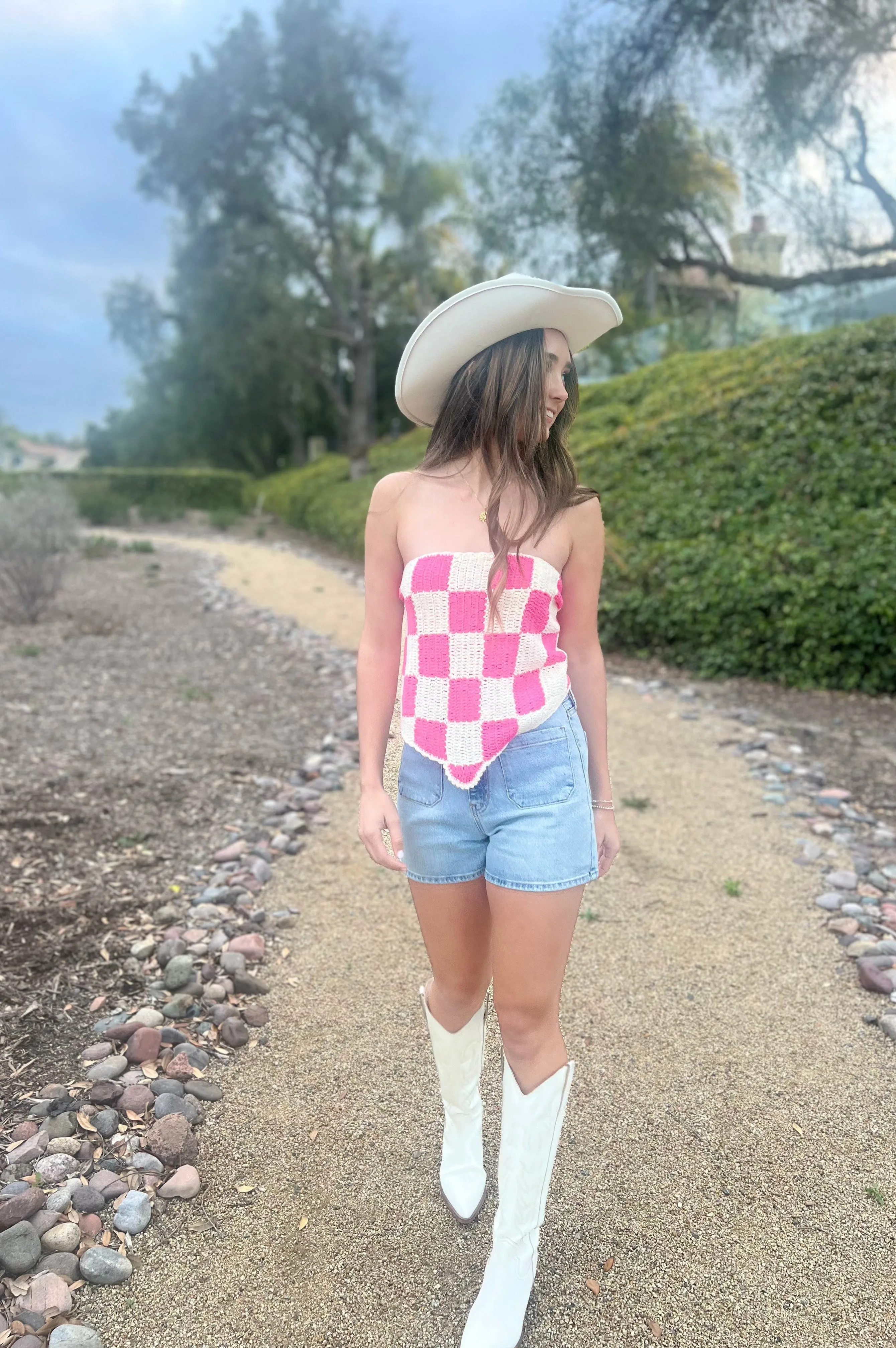 Strawberries and Cream Bandana Top Pink and Cream