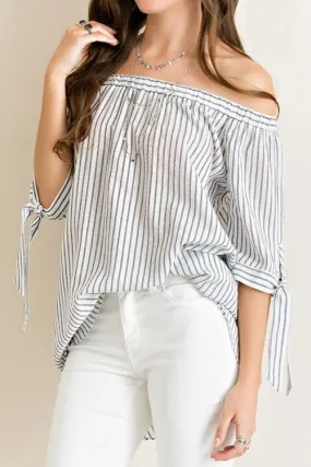 Striped Off Shoulder Tunic