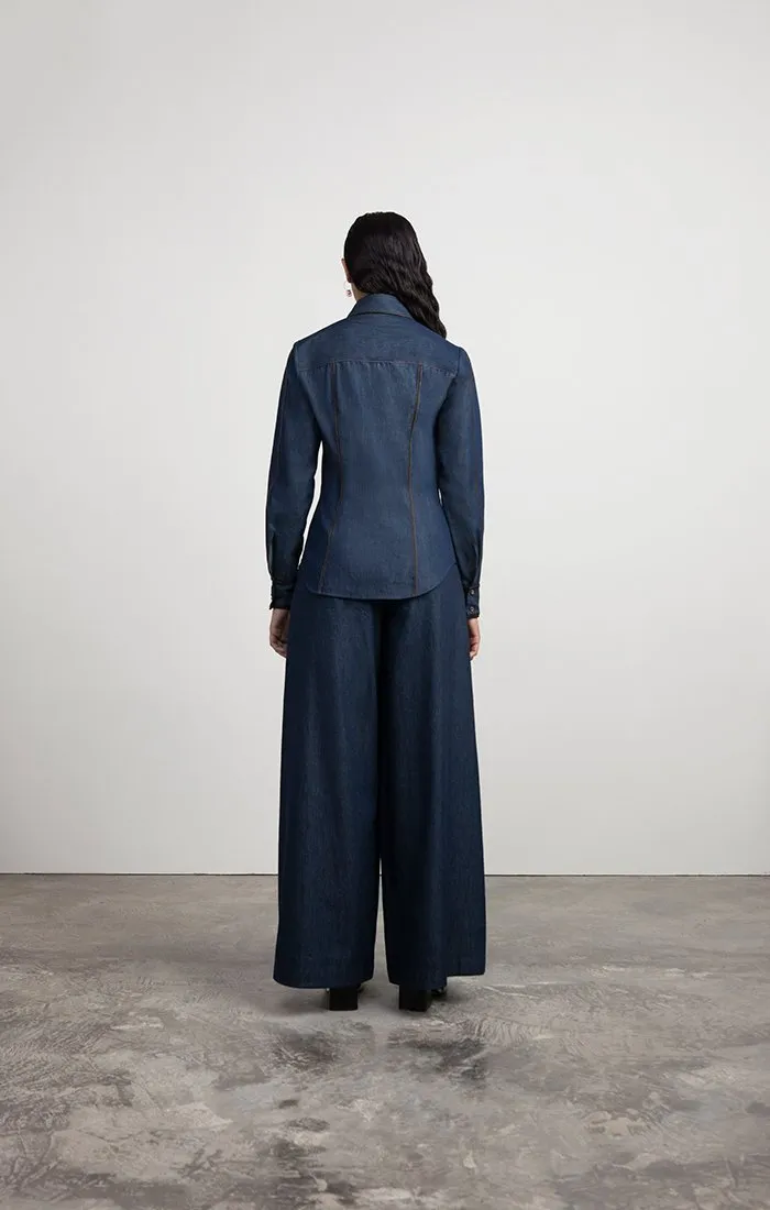 Structured Denim Button-Down