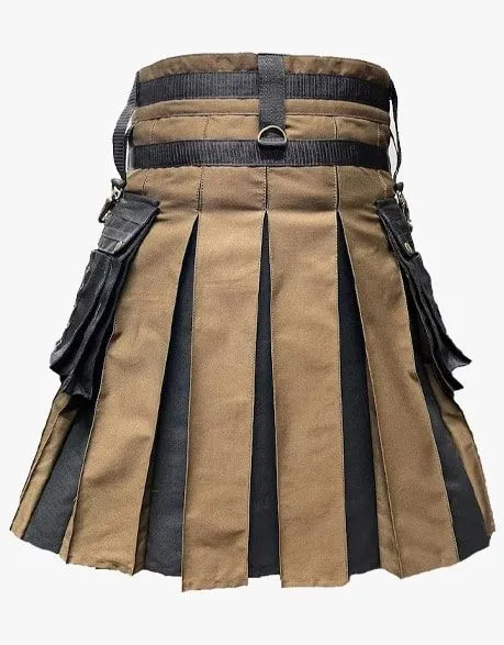 TARTAN APRON IN BLACK AND BROWN GOTHIC HYBRID KILT WITH A BLACK WATCH