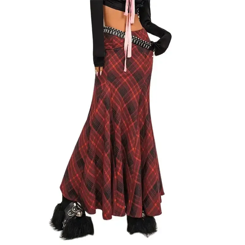 TAVIMART  -  Plaid Skirts High Waist Spring Japanese Streetwear French A-Line Skirt Harajuku High Quality Party Prom Pleated fish tail Skirt