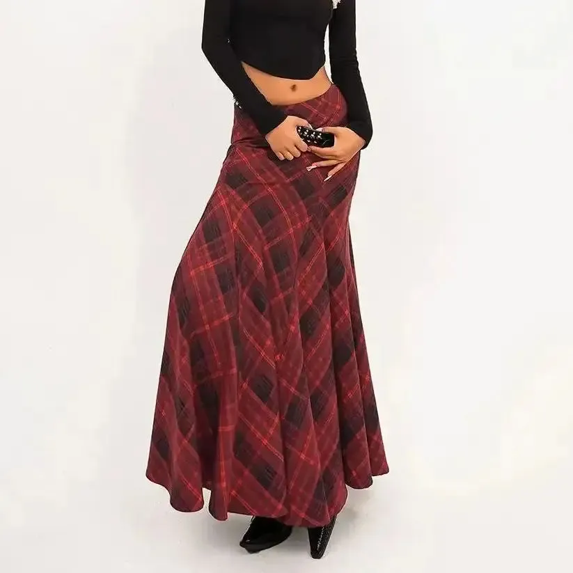 TAVIMART  -  Plaid Skirts High Waist Spring Japanese Streetwear French A-Line Skirt Harajuku High Quality Party Prom Pleated fish tail Skirt