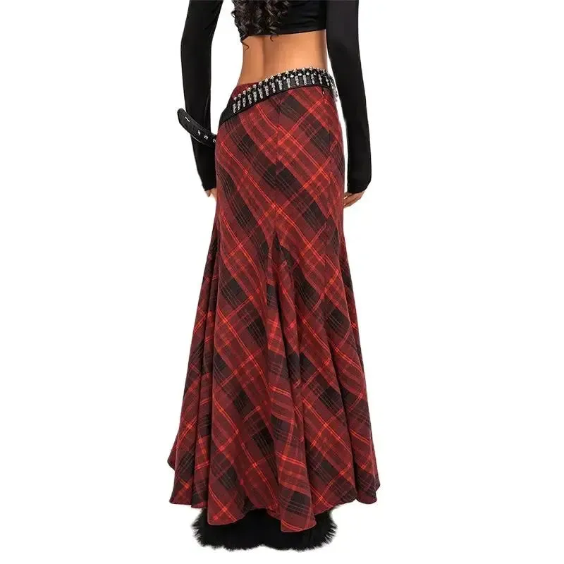 TAVIMART  -  Plaid Skirts High Waist Spring Japanese Streetwear French A-Line Skirt Harajuku High Quality Party Prom Pleated fish tail Skirt