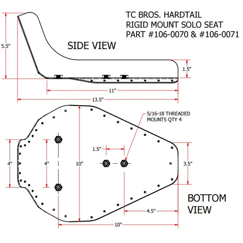 TC Bros. Hardtail Rigid Mount Solo Seat Black Pleated