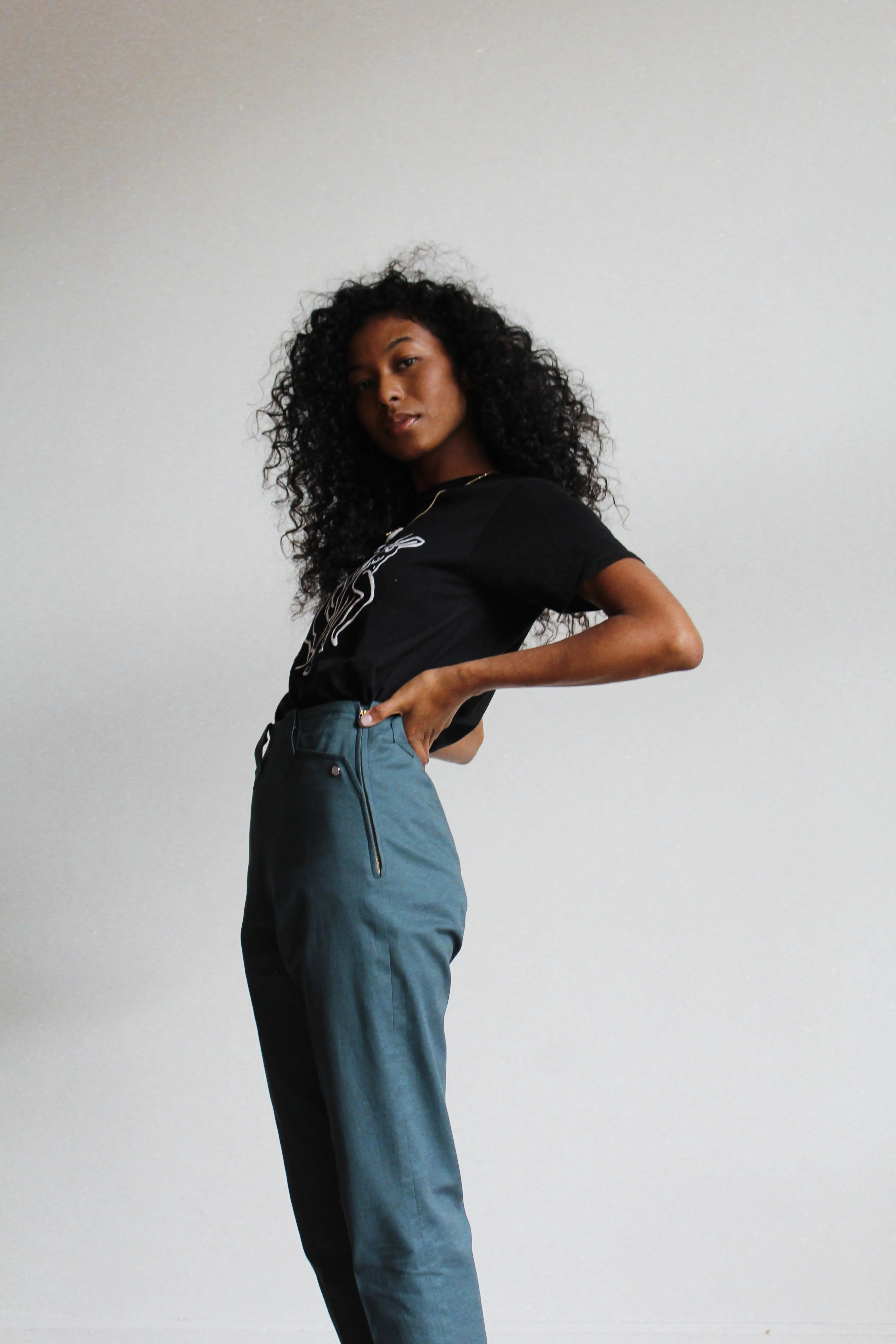 Teal Blue Western Side Zip Pants