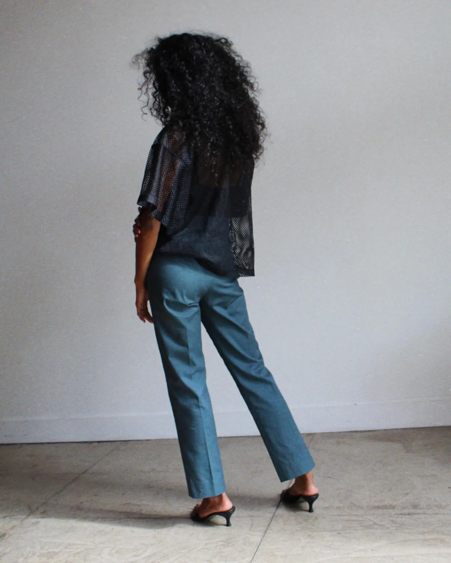 Teal Blue Western Side Zip Pants