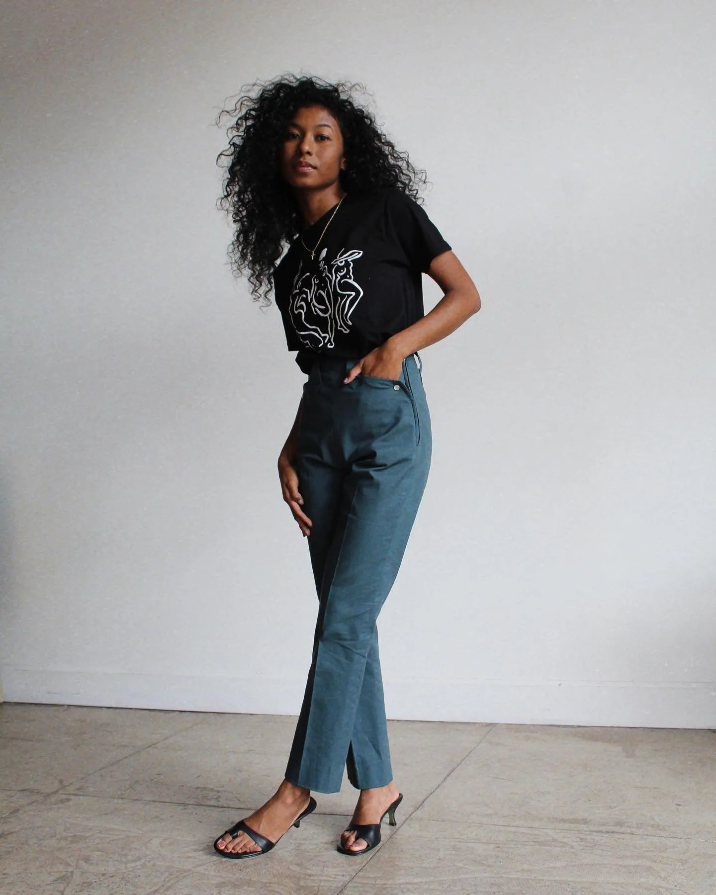 Teal Blue Western Side Zip Pants