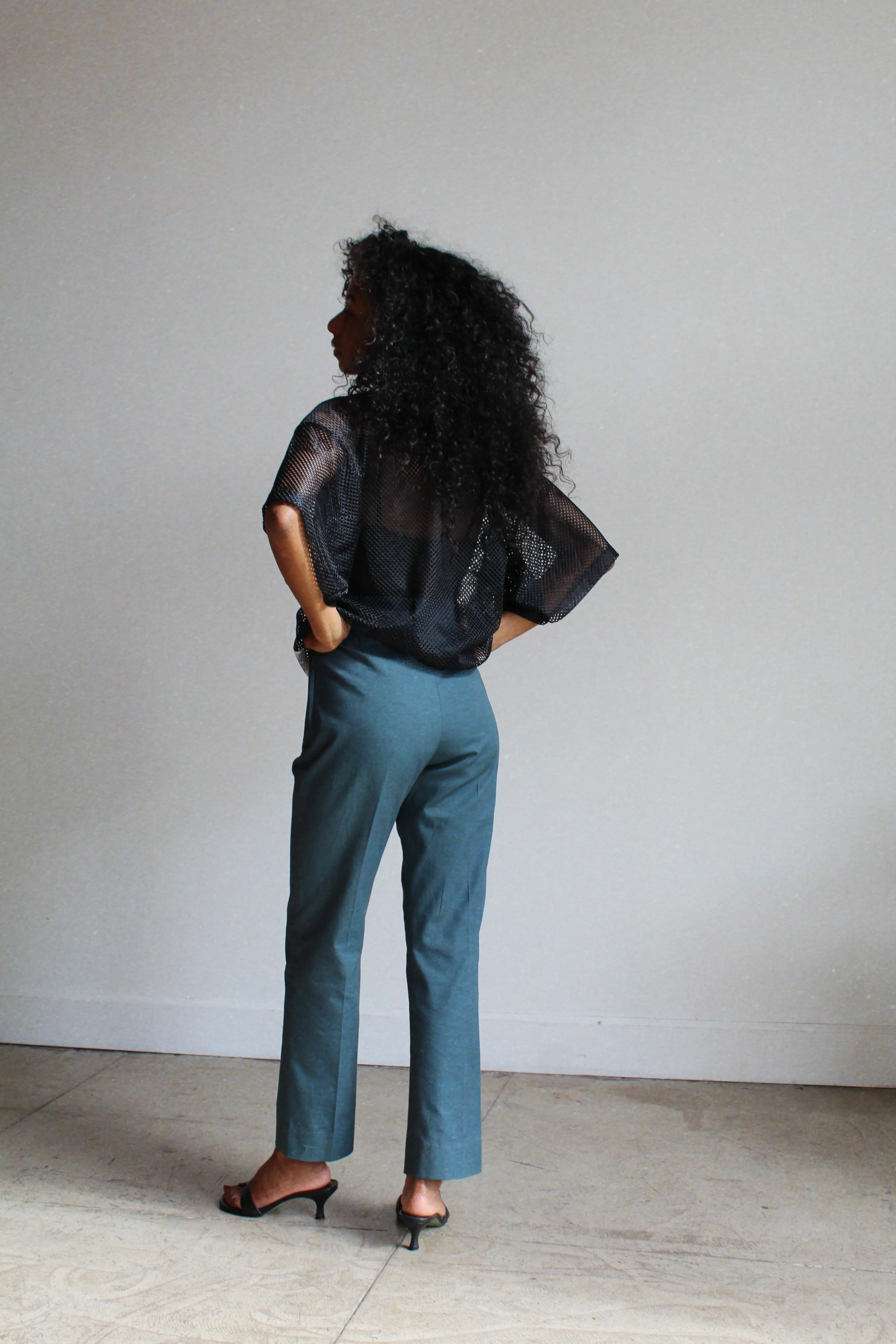 Teal Blue Western Side Zip Pants