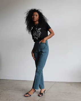 Teal Blue Western Side Zip Pants