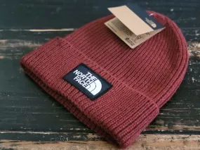 The North Face TNF Logo Box Cuff Brick House Red Beanie Hat OSFM