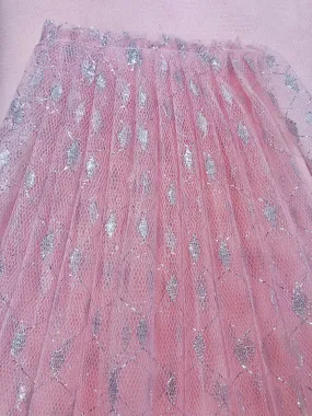 Tutu Net - 54-inches Wide Lt Pink with Silver Metallic Design