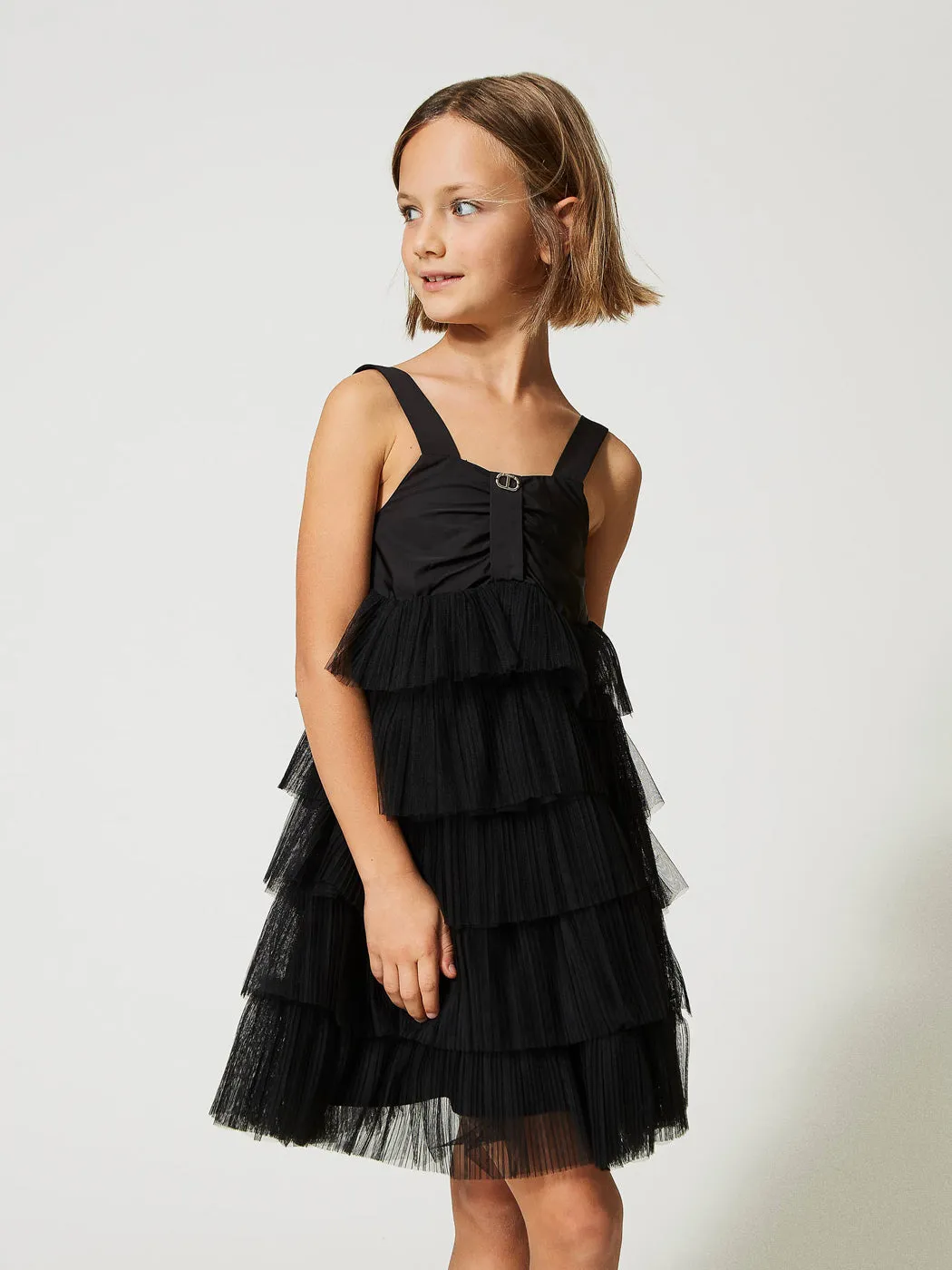 TWINSET Girl's Short flounced pleated tulle dress-231GJ2Q90