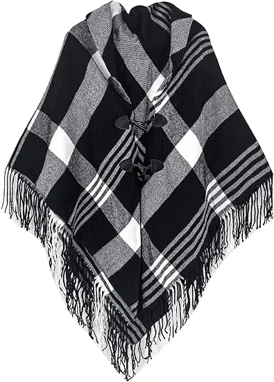 Valiant Poppy Winter Chic Plaid Poncho Cardigan