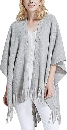 Valiant Poppy Winter Chic Plaid Poncho Cardigan