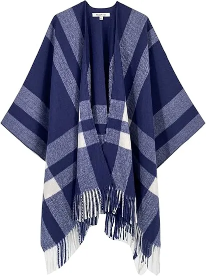 Valiant Poppy Winter Chic Plaid Poncho Cardigan