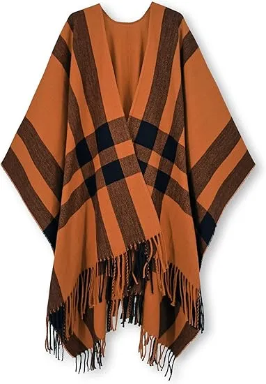 Valiant Poppy Winter Chic Plaid Poncho Cardigan