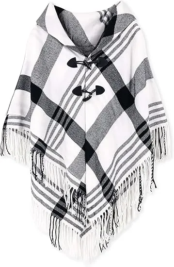 Valiant Poppy Winter Chic Plaid Poncho Cardigan