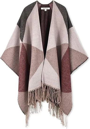 Valiant Poppy Winter Chic Plaid Poncho Cardigan