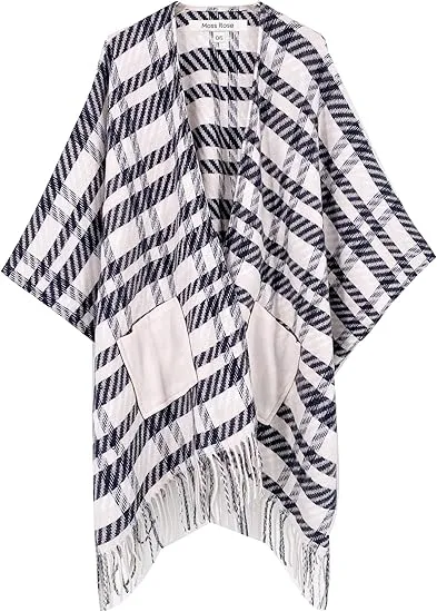 Valiant Poppy Winter Chic Plaid Poncho Cardigan