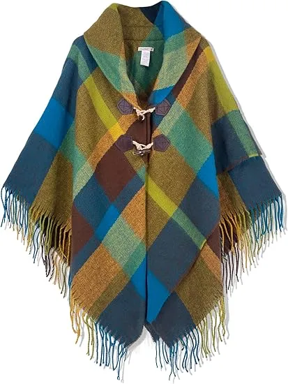Valiant Poppy Winter Chic Plaid Poncho Cardigan