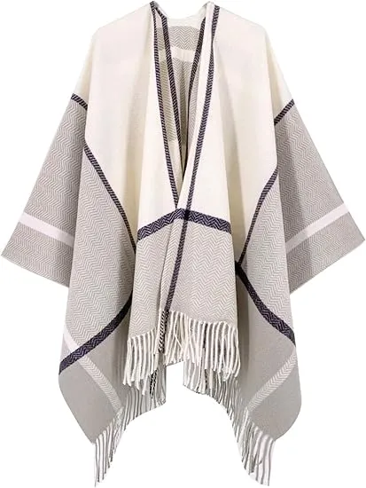 Valiant Poppy Winter Chic Plaid Poncho Cardigan