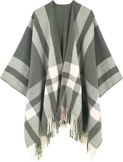 Valiant Poppy Winter Chic Plaid Poncho Cardigan