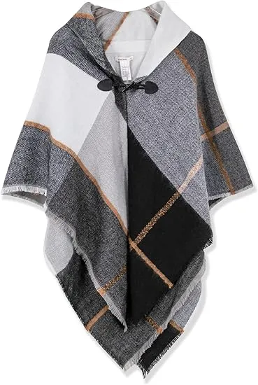 Valiant Poppy Winter Chic Plaid Poncho Cardigan