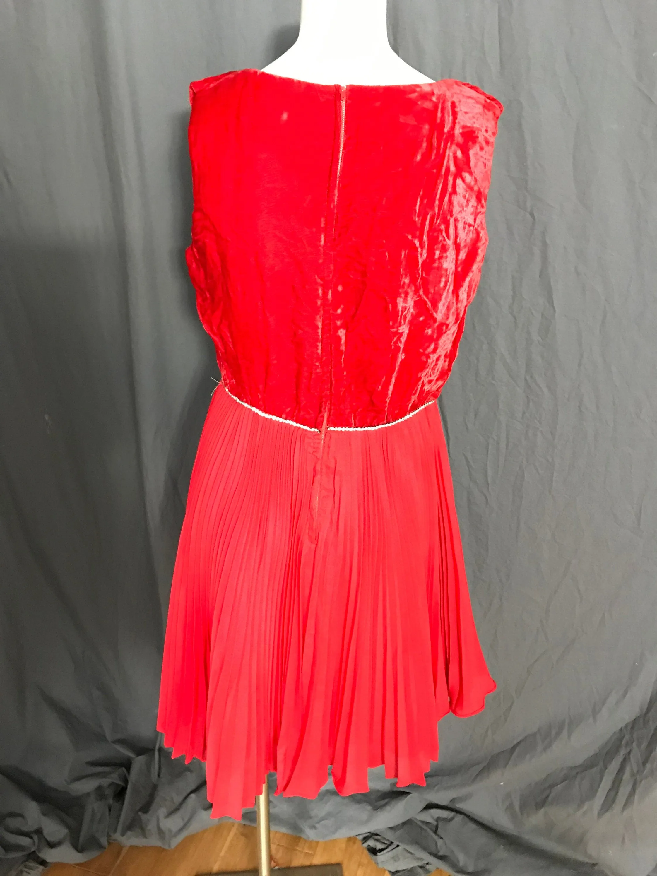 Vintage 1960’s red velvet rhinestone party dress L