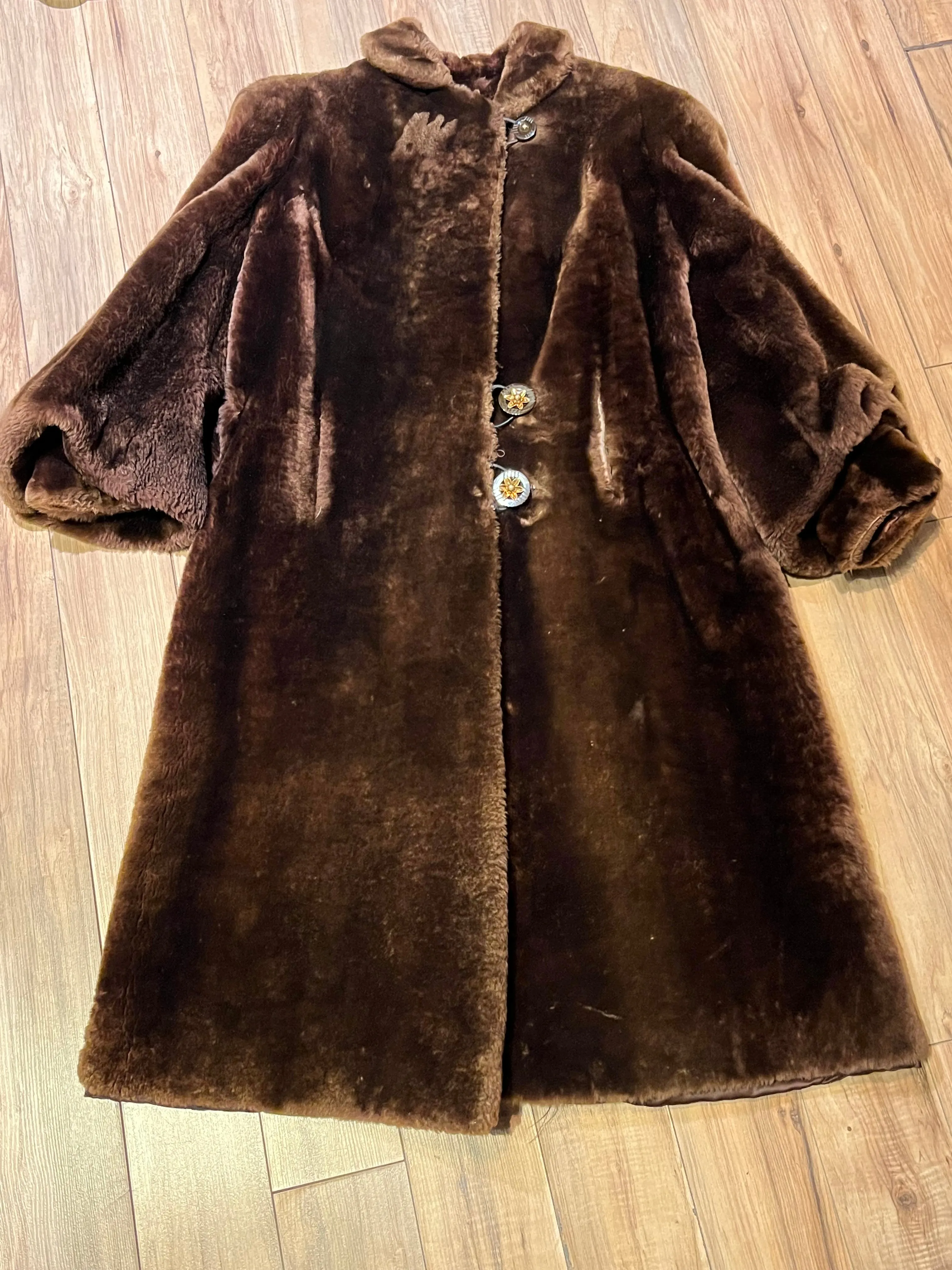 Vintage Shorn Beaver Long Fur Coat, Chest 42”