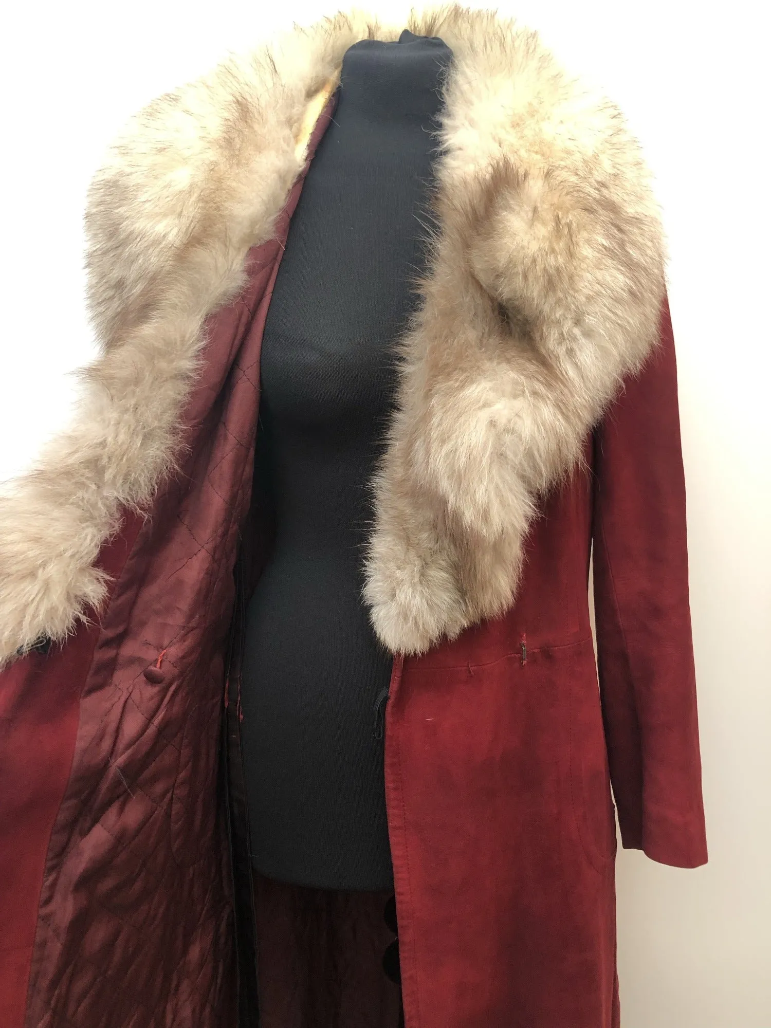 Vintage Suede Coat with Fur Collar by Loewe - Size 12
