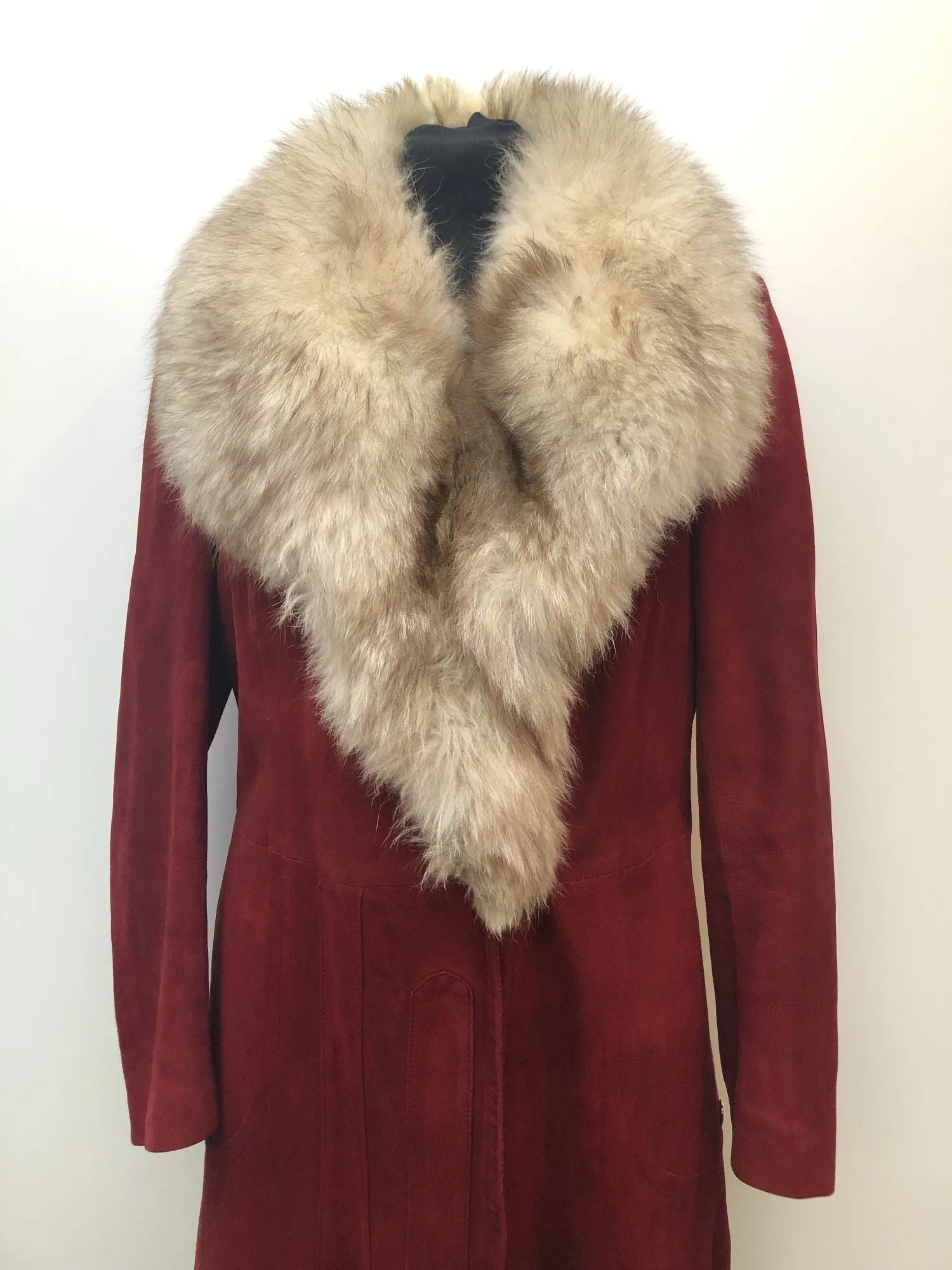 Vintage Suede Coat with Fur Collar by Loewe - Size 12