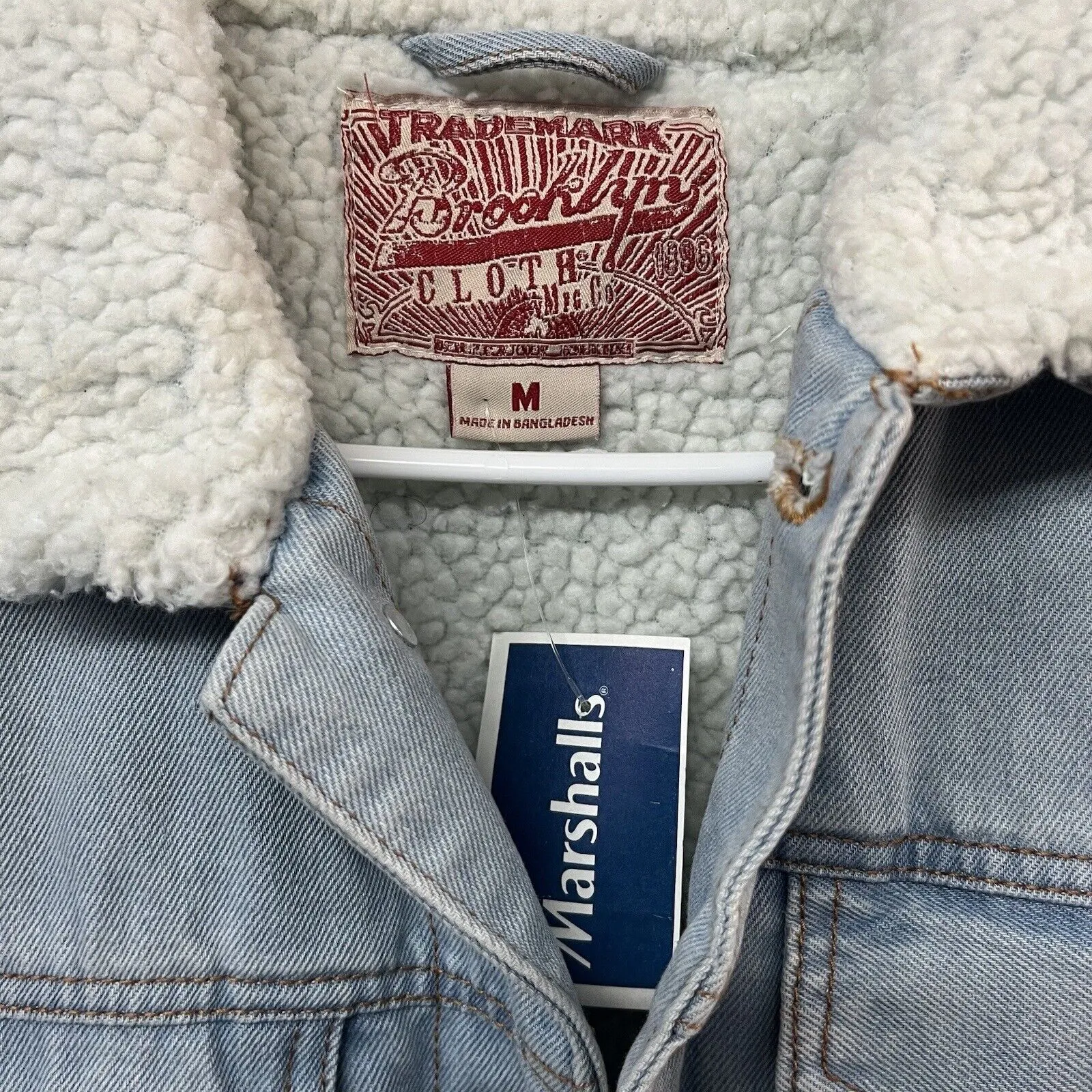 Vtg 2000s Y2K Brooklyn Cloth Men's Trucker Sherpa Denim Jacket Size M NWT