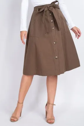 WAIST TIE POCKET DETAIL A LINE SKIRT