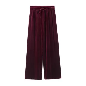 Wide Leg  pleuche  Ankle Length Straight Pants