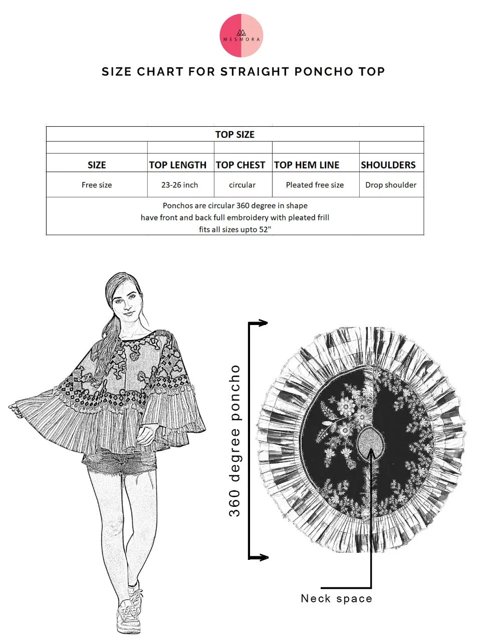 Wine Frill Floral Circular Khadi Poncho