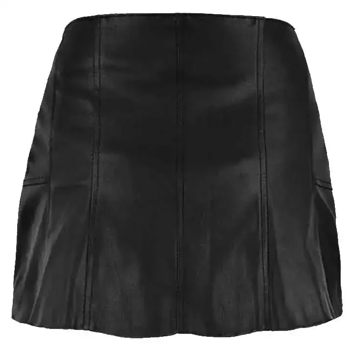 Women's Black Bloom Leather Skirt – Elegant & Stylish Outfit