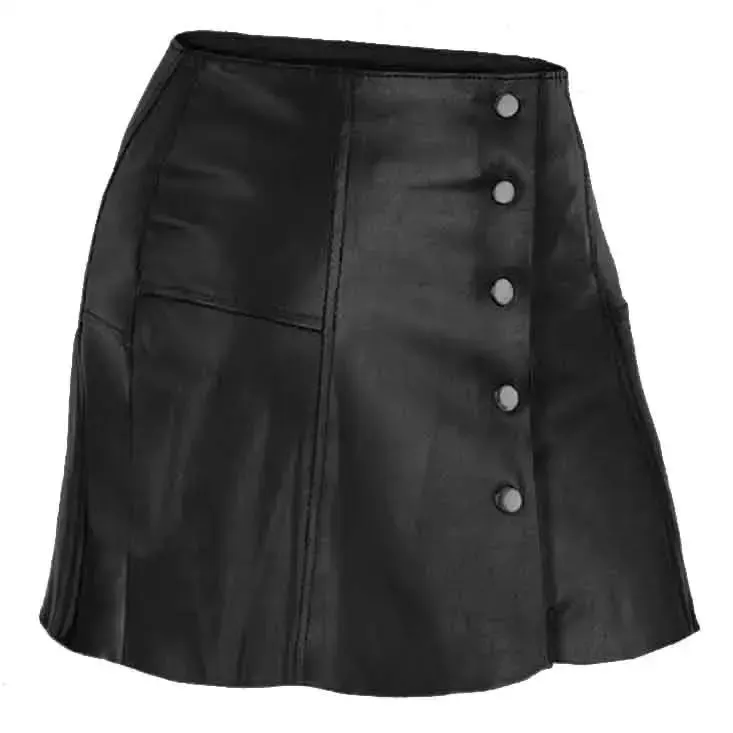 Women's Black Bloom Leather Skirt – Elegant & Stylish Outfit