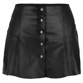Women's Black Bloom Leather Skirt – Elegant & Stylish Outfit