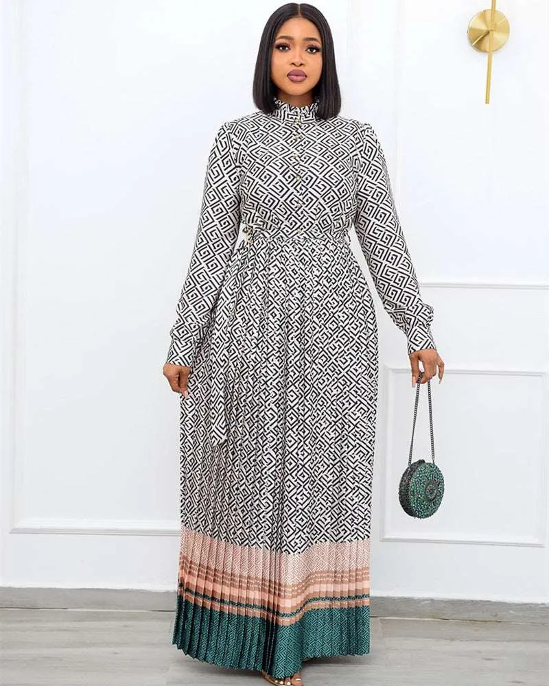 Women's Elegant Long Pleated Dress