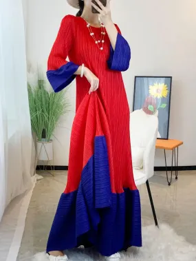 Women's Elegant Pleated Oversized Sleeve Dress