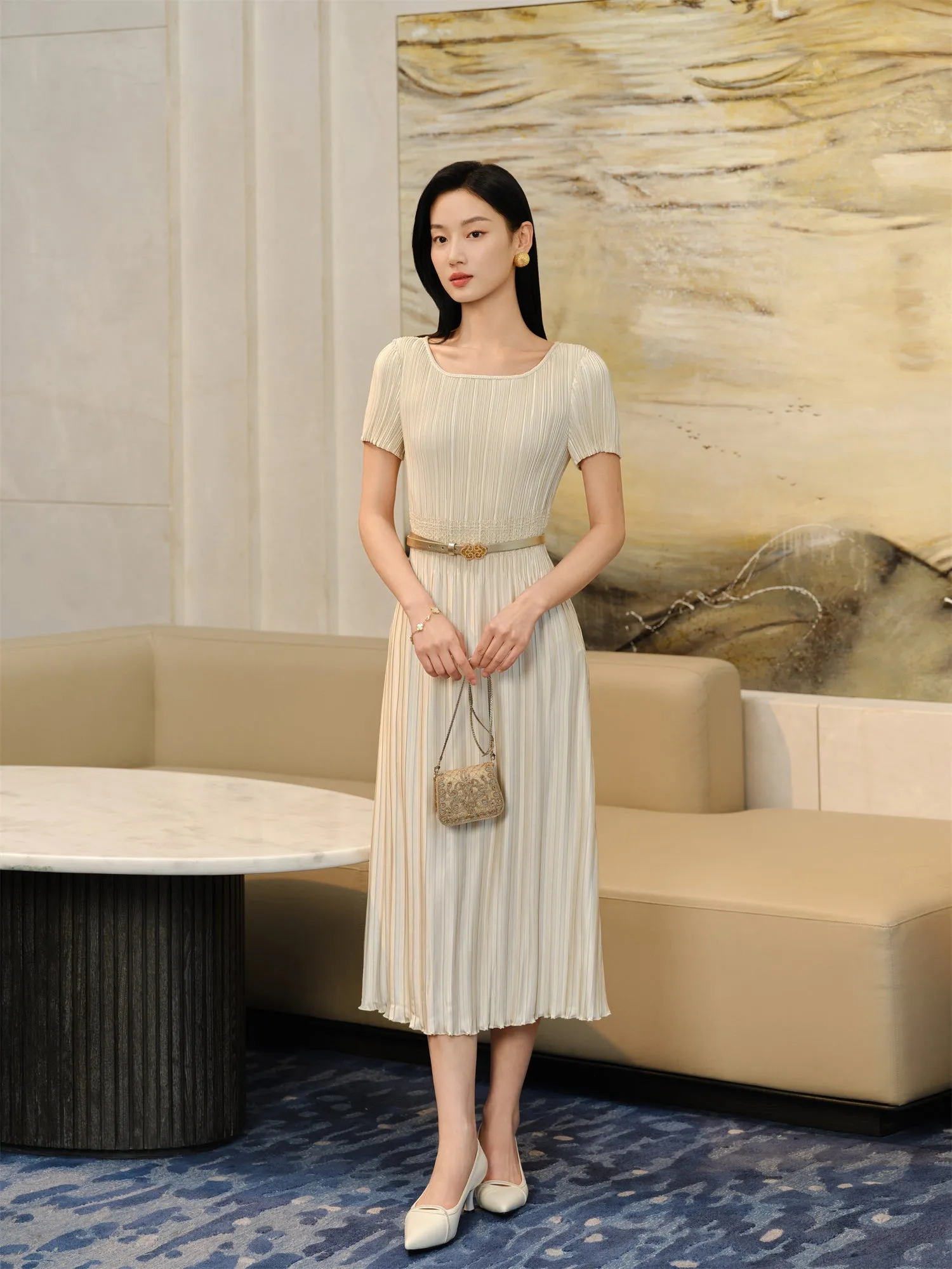 YAYING Pleated Waist-Cinched Dress EPJAA4610AJ