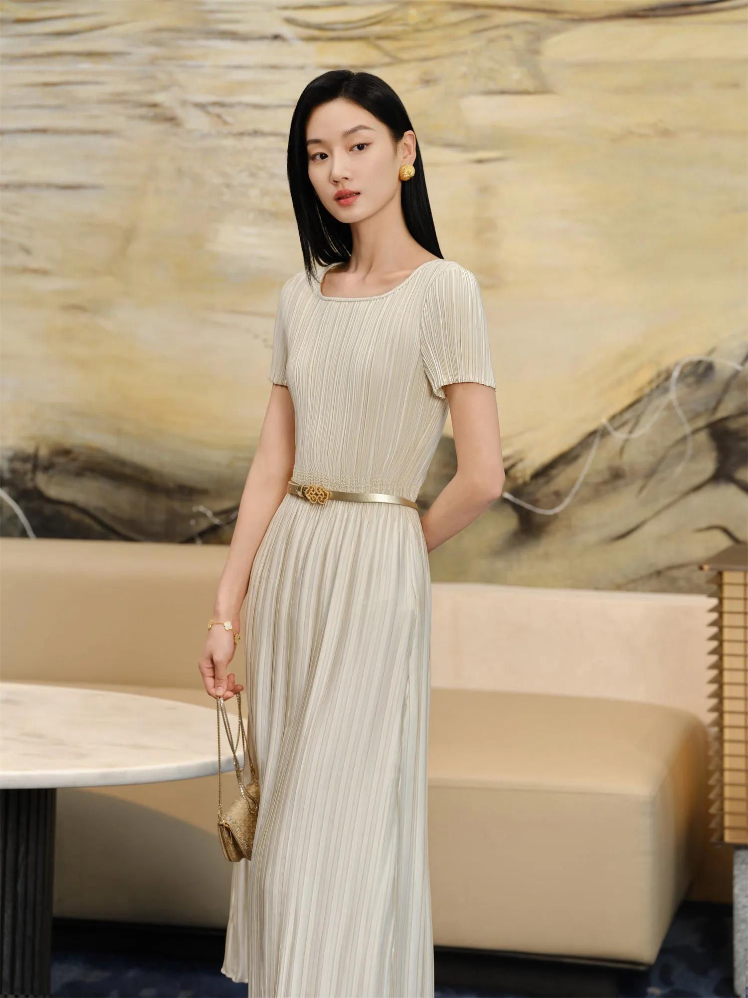 YAYING Pleated Waist-Cinched Dress EPJAA4610AJ